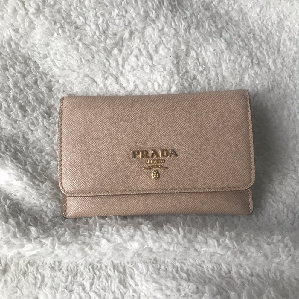 Prada Saffiano Leather Card Holder Wallet